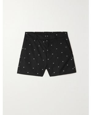 RED Valentino Embroidered Wool-Blend Shorts - Black