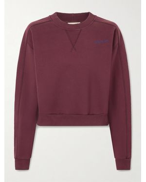 Sanderlak Cropped Embroidered Wool-Blend Jersey Sweatshirt - Purple