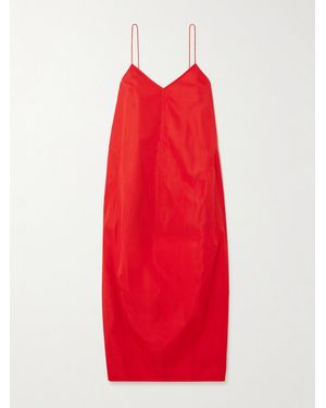 St. Agni Midikleid Aus Recyceltem Taft - Rot