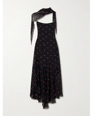 LIBEROWE Aubrey Floral-Print Silk-Chiffon Gown - Black