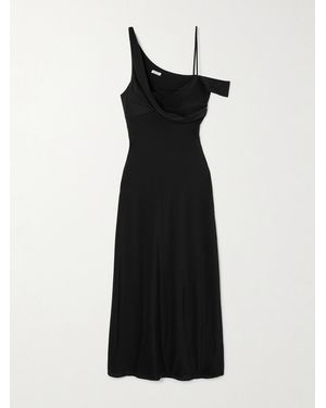 St. Agni Draped Silk Midi Dress - Black
