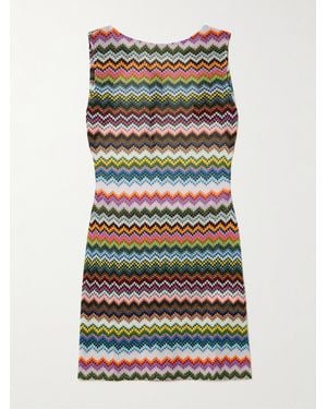 Missoni Mare Open-Back Striped Metallic Crochet-Knit Mini Dress - Gray