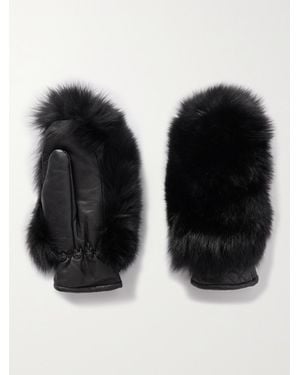 Goldbergh Hill Faux Fur And Padded Leather Mittens - Black