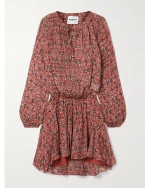 Isabel Marant Bess Minikleid Aus Bedrucktem Georgette Mit Raffungen - Rot