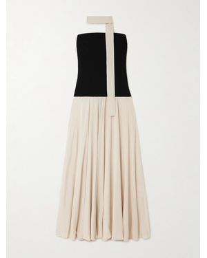 Esse Studios Illi Trägerloses Maxikleid Aus Stretch-Strick Und Crêpe De Chine Aus Seide Mit Schal - Natur