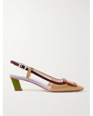 Roger Vivier Belle Vivier 45 Color-Block Patent-Leather Slingback Pumps - Pink