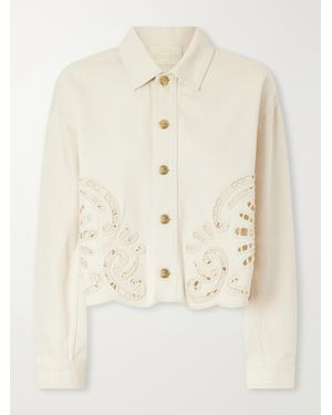 Ulla Johnson Bobbi Embroidered Denim Jacket - Natural