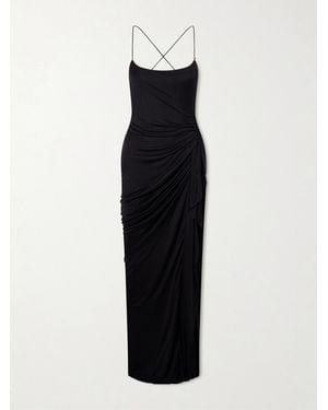 Versace Draped Jersey Gown - Black