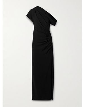 Jonathan Simkhai Kally One-Shoulder Draped Pleated Crepe Gown - Black