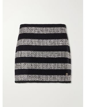 Valentino Garavani Striped Tweed Mini Skirt - Black