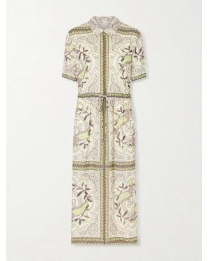 Tory Burch Printed Cotton And Silk-Blend Midi Dress - Natural