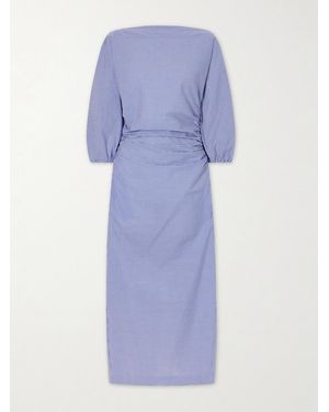BERNADETTE Checked Cotton Midi Dress - Purple
