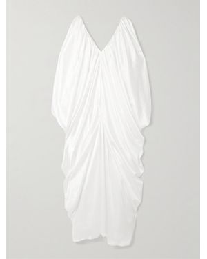 Abadia Robe Aus Seidensatin Mit Raffungen - Weiß
