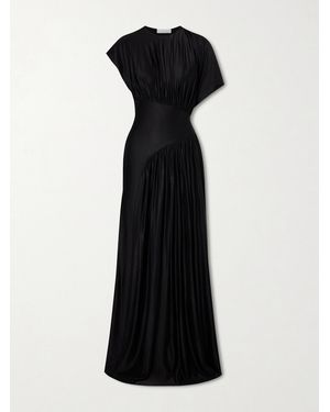 Rabanne Asymmetrische Robe Aus Glänzendem Satin Mit Raffungen - Schwarz