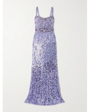 Jenny Packham Zodiac Crystal And Sequin-Embellished Tulle Gown - Purple
