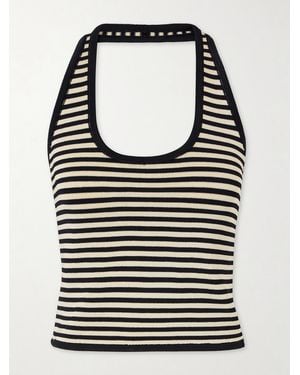 Calle Del Mar Halterneck Striped Knitted Top - Black