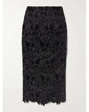 Cara Cara Sienna Velvet-Guipure Lace Midi Skirt - Black