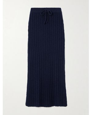 The Elder Statesman Reef Open-Knit Cotton Maxi Skirt - Blue