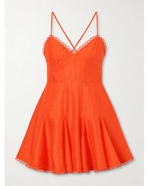 Charo Ruiz Marlene Guipure Lace-Trimmed Cotton-Blend Voile Mini Dress - Orange