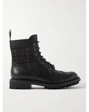 Church's Jacquard-Paneled Leather Ankle Boots - Black