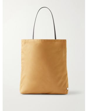 Valesque Thea Leather-Trimmed Satin-Shell Tote Bag - Natural