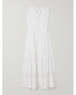 Doen Helaine Crocheted And Pintucked Cotton-Voile Midi Dress - White