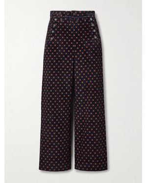 Bode Mcallister Floral-Print Cotton-Corduroy Straight-Leg Trousers - Blue
