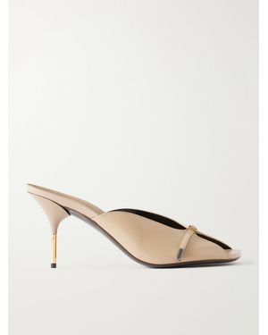 Versace Nyx 80 Leather Mules - Natural