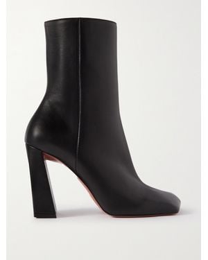 AMINA MUADDI Leather Heel Ankle Boots - Black