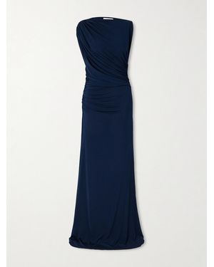 Alex Perry Ruched Draped Jersey Gown - Blue