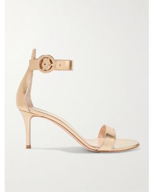 Gianvito Rossi Portofino 70 Metallic Leather Sandals - Natural