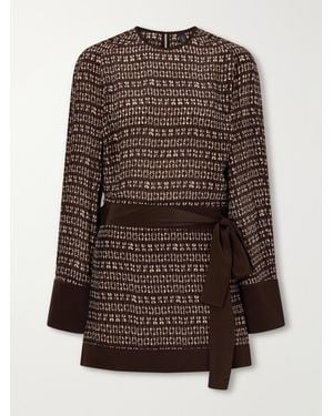 SIR. Astrid Wrap-Effect Printed Crepe Mini Dress - Brown