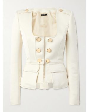 Tom Ford Cropped Wool-Blend Faille Jacket - Natural