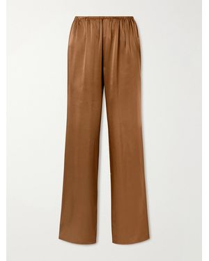 Co. Silk-Charmeuse Straight-Leg Trousers - Brown