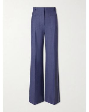 Victoria Beckham Alina Woven Wide-Leg Trousers - Blue
