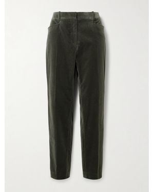 Tom Ford Cotton-Blend Velvet Straight-Leg Pants - Green