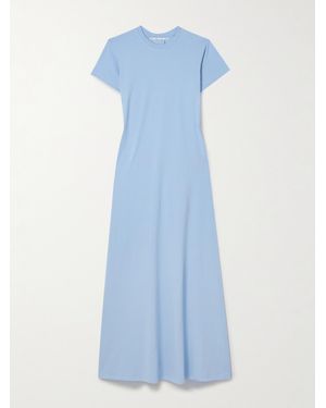 Proenza Schouler Noelle Midikleid Aus Jersey Aus Einer Baumwollmischung Mit Raffungen - Blau