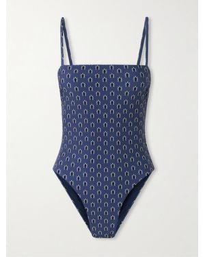Matteau Petite Square Floral-Print Recycled Swimsuit - Blue