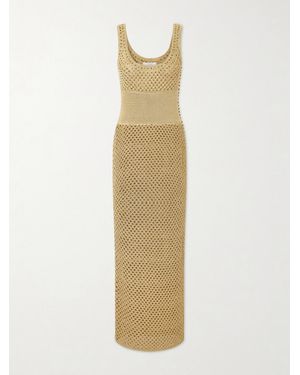 Galvan London Vento Crystal-Embellished Crocheted Midi Dress - White