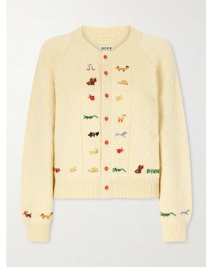 Bode Zoologist Embroidered Merino Wool And Alpaca-Blend Cardigan - Natural