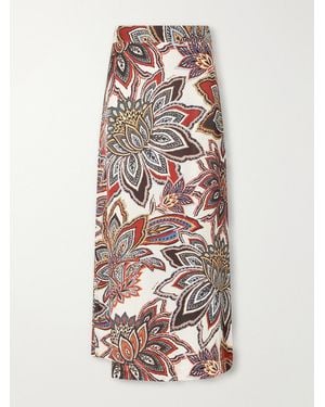 FARM Rio Floral-Print Satin Maxi Skirt - White