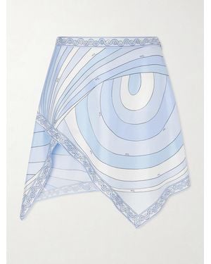 PUCCI Printed Silk-Twill Mini Wrap Skirt - Blue
