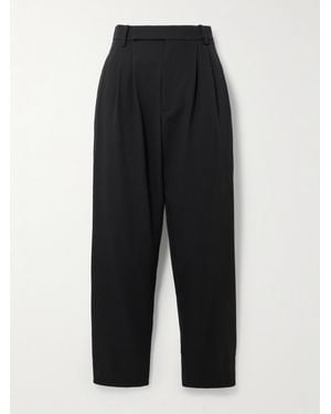 Ralph Lauren Jeanne Pleated Wool Tapered Trousers - Black