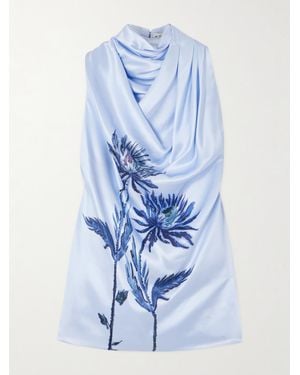 Altuzarra Sleary Draped Floral-Print Silk-Satin Top - Blue