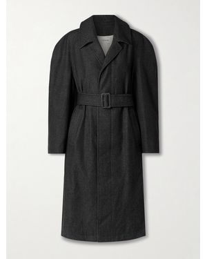 Lemaire Mantel Aus Einer Woll-Baumwollmischung Mit Gürtel - Schwarz