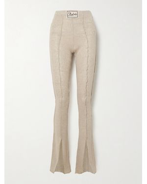 Siedres Mult Appliquéd Linen-Blend Flared Pants - Natural