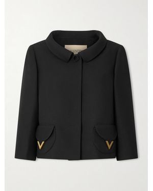 Valentino Garavani Jacke Aus Crêpe Aus Einer Woll-Seidenmischung Mit Verzierungen - Schwarz