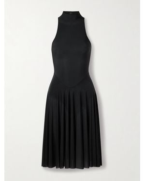 Skims Milky Sheer High Neck Midi Dress – Obsidian – Midikleid Aus Stretch-Material - Schwarz