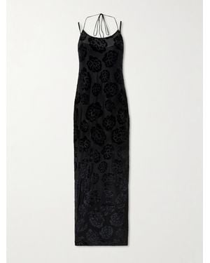 SIR. Vittoria Neckholder-Robe Aus Devoré-Samt - Schwarz