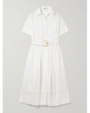 Cara Cara Malena Belted Broderie Anglaise Cotton Midi Dress - White